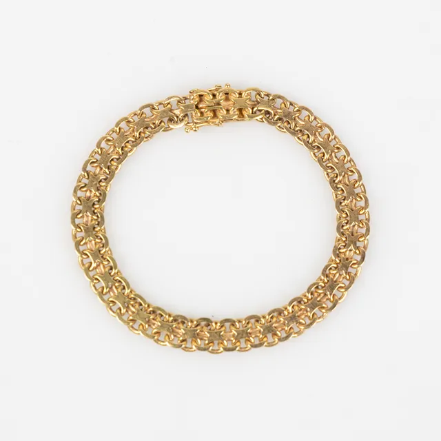 ARMBAND, 18K, X-länk, Svenska Guldvaruaktiebolaget T Be, Stockholm 1965.