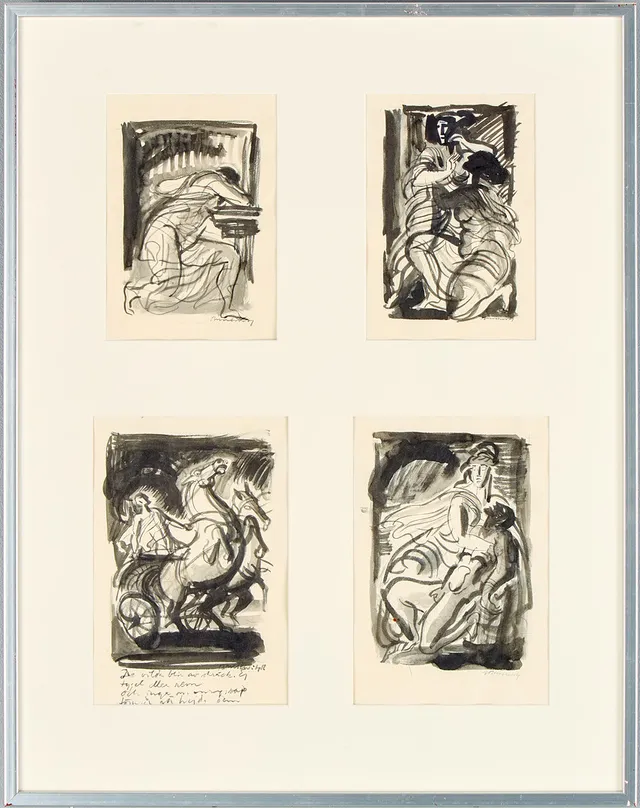 GUNNAR BRUSEWITZ. Figurscener, 4 stycken, samramade.