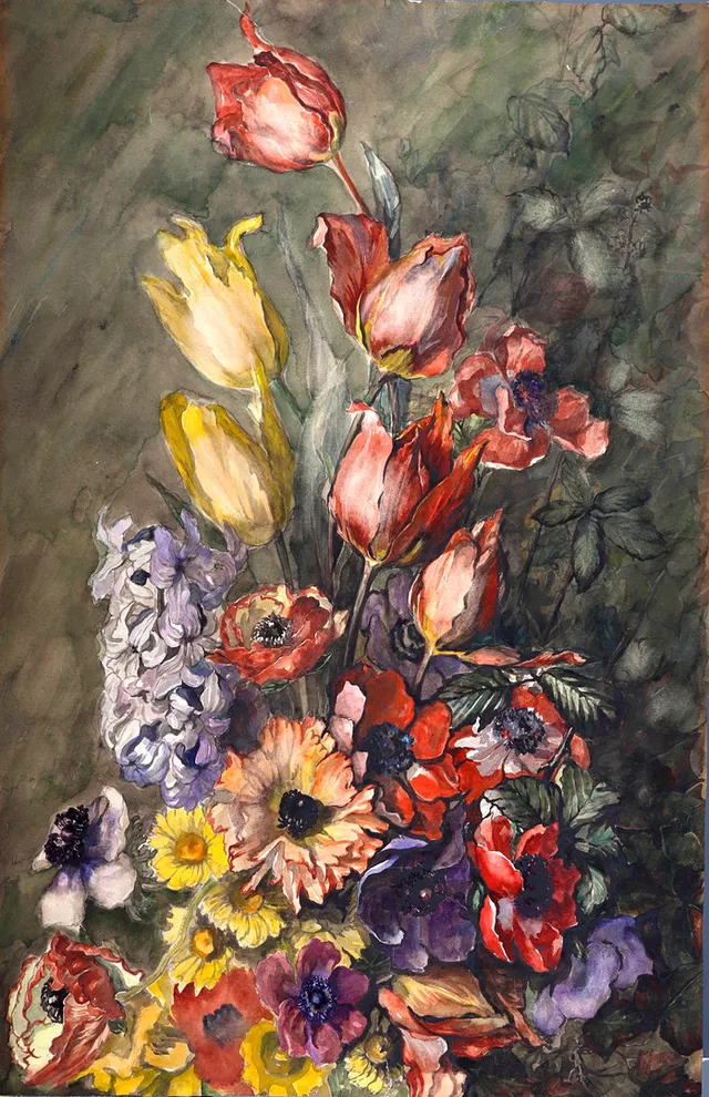 SPANISH SCHOOL, MID 20TH CENTURY. Bouquet of flowers.