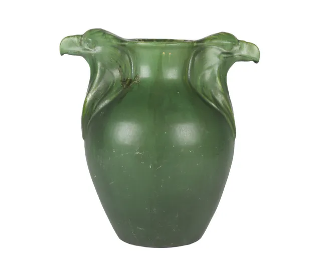 Karl Hansen Reistrup for Kähler. Eagle vase of green glazed earthenware, circa 1900