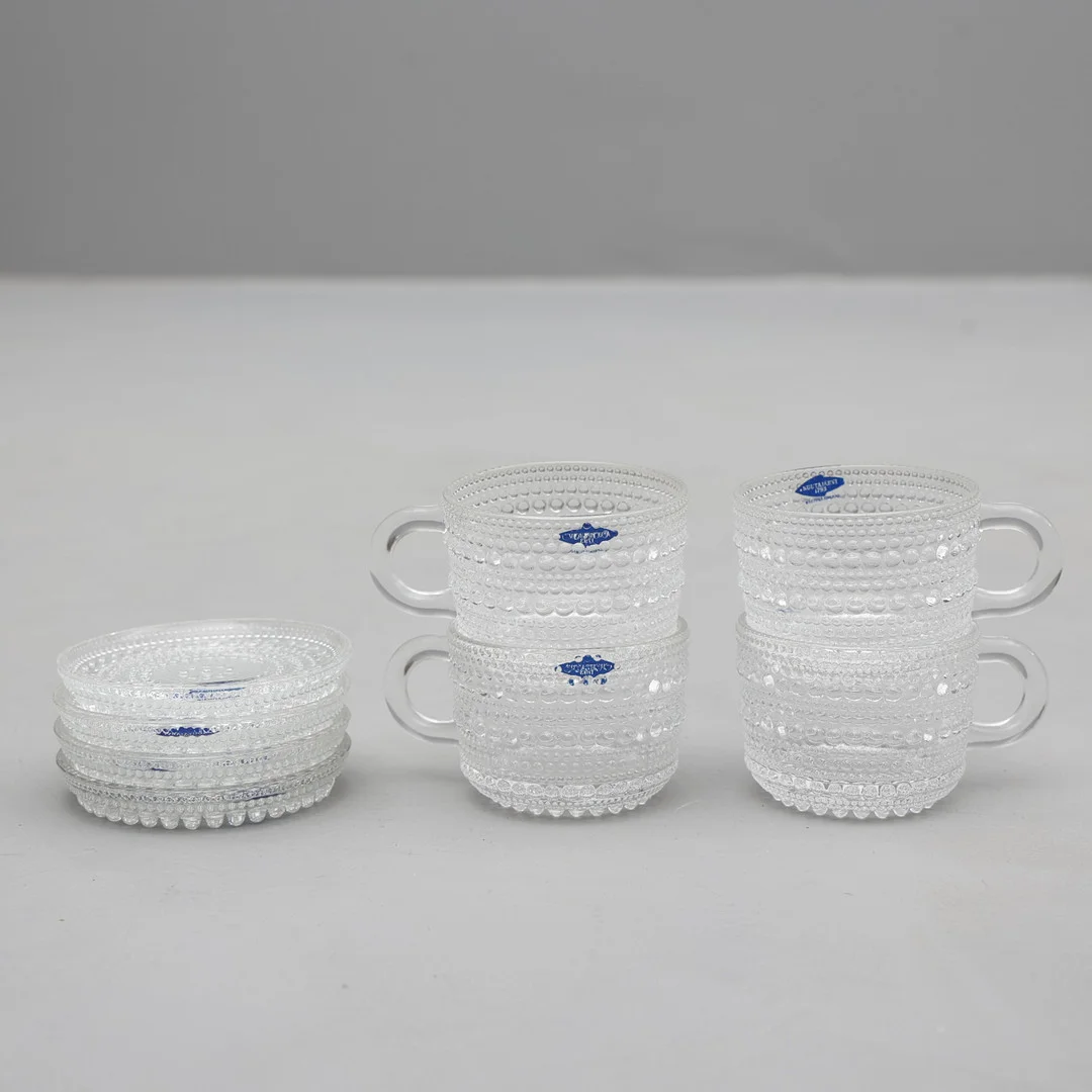 OIVA TOIKKA. muggar och glas, 8 delar, "Kastehelmi", Iittala, Finland. — Utility glass — Södermanlands Auktionsverk