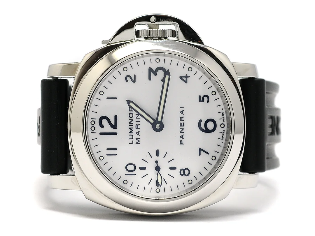 OFFICINE PANERAI, Luminor, Marina, Chronometer, Verk nr. 362895, Serie nr. F1092/4000, Ref nr. PAM 00113, Boett nr. OP 6567/BB 1107364, herrur, 44 mm, stål, manuell, safirglas, liten sekundvisare, glasbaksida, gummiband (2 st.), läderband, originalspänne, viklås, chronometercertifikat, cert, maj 2004, box, ytterkartong. — Klockor/Panerai — Kaplans