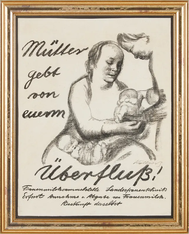 KÄTHE KOLLWITZ (TYSKLAND 1867‑1945). ”Mütter gebt von eurem Überfluß!”.
