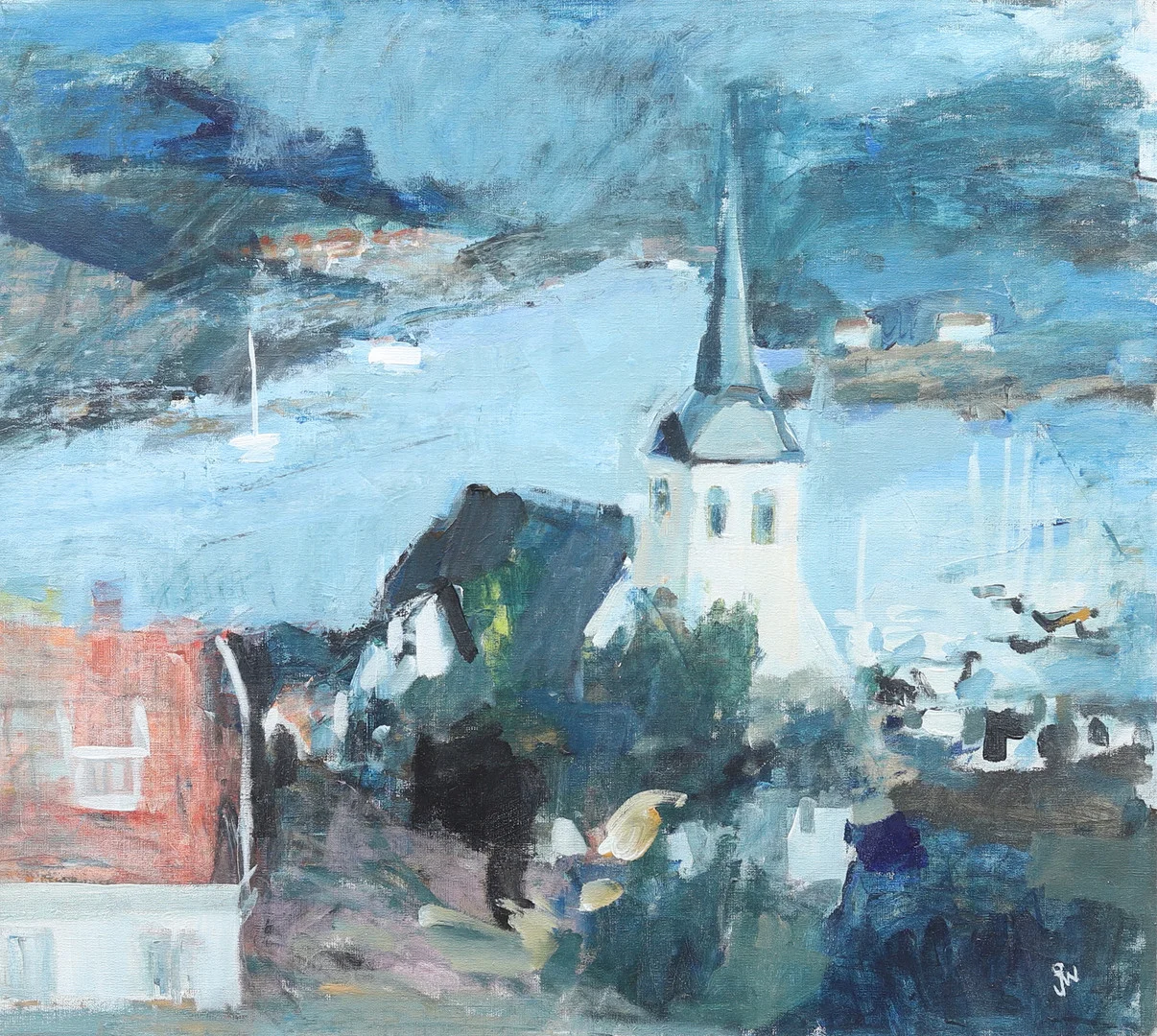 JAN WIBERG (FÖDD 1944). "Fiskebäckskil", olja på duk, signerad. — Paintings — Garpenhus Auktioner