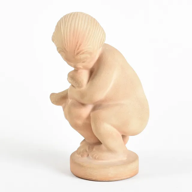 KAI NIELSEN. Skulptur af uglaseret keramik, "Leda og svanen", 1900 tallet. DANMARK.