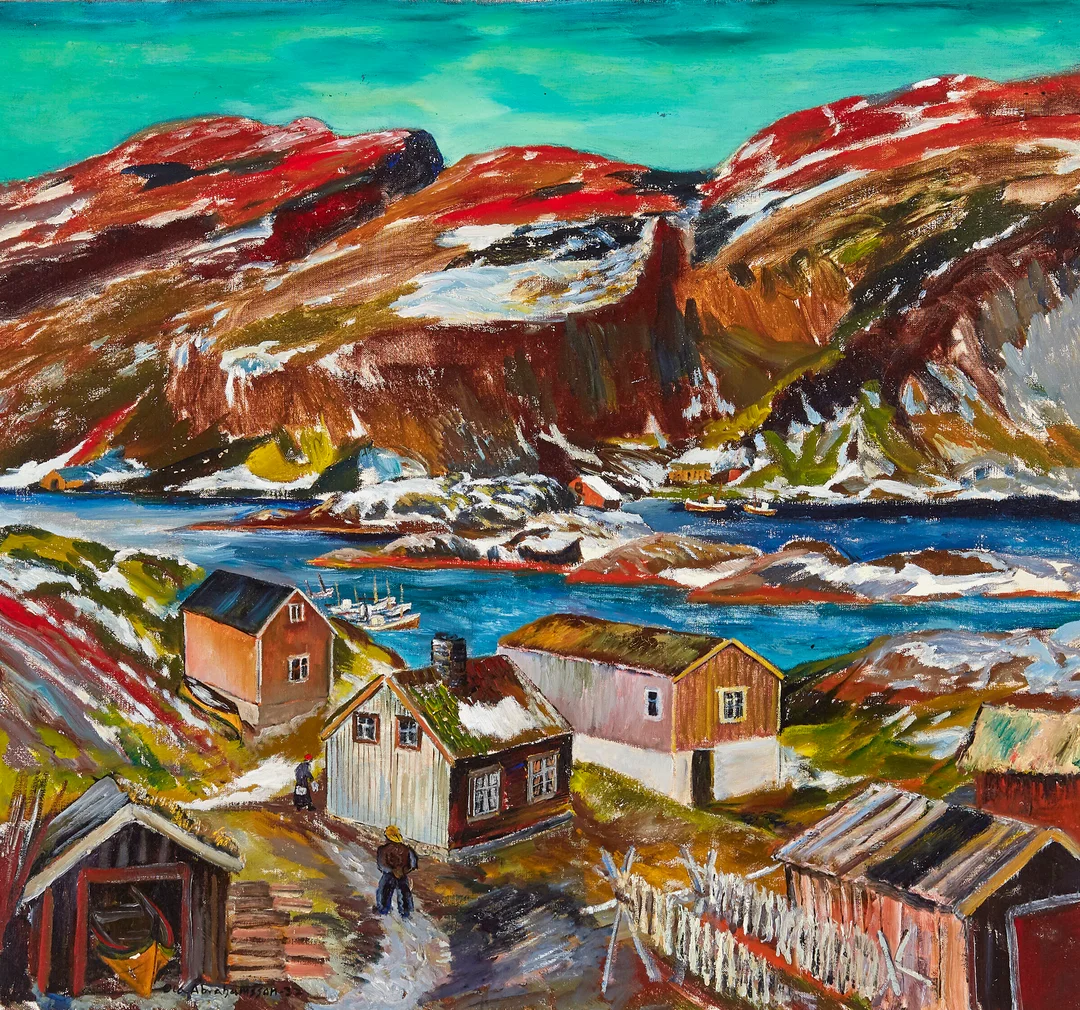 Abrahamsson, Ola — "Fiskevær. Nordland" 1937 — Kunst/Maleri — Blomqvist