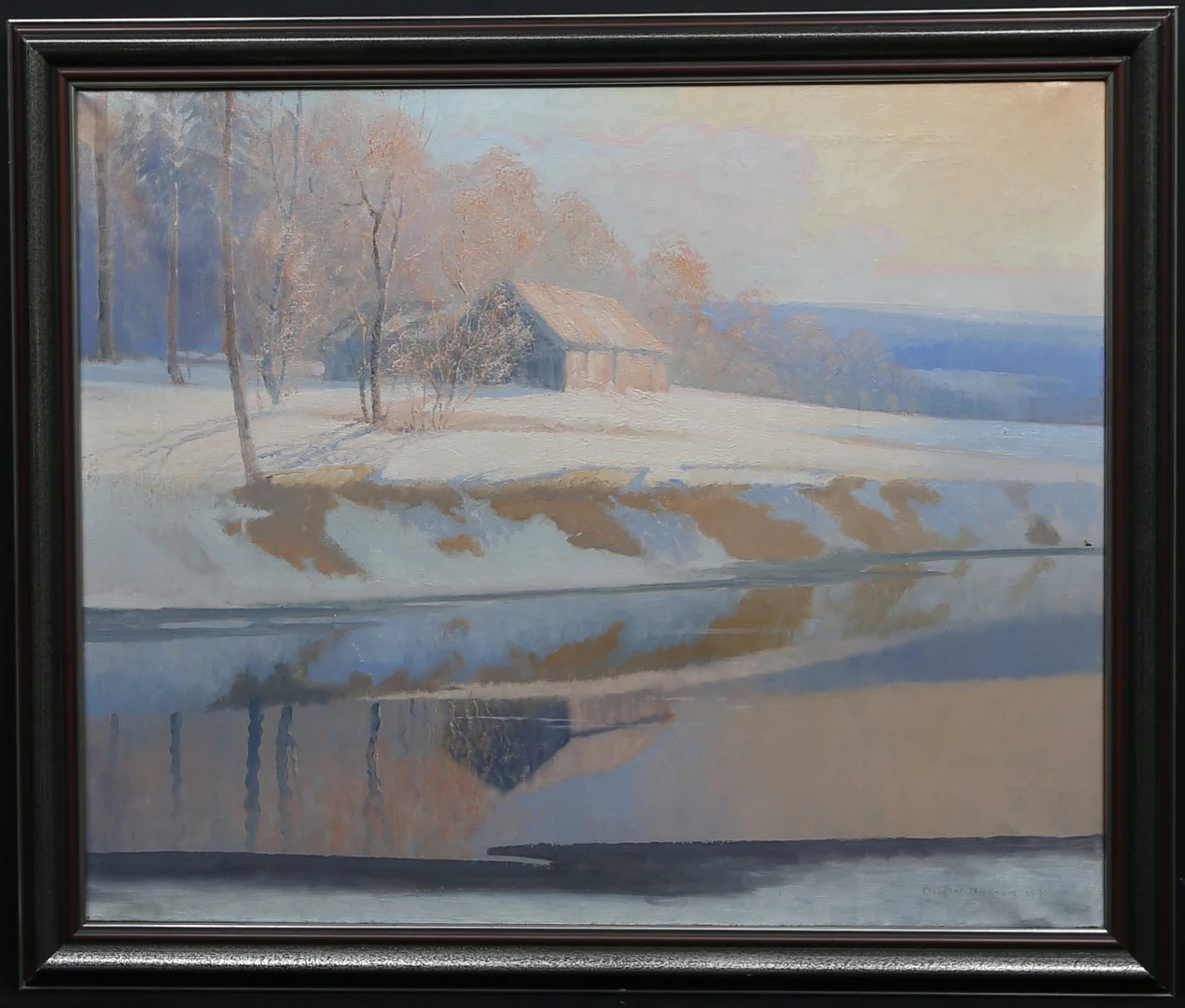 OLOF WALFRID NILSSON. Vårstämning, Wärmland. Olja på duk, signerad och daterad 1935. — Paintings — Gomér & Andersson Linköping