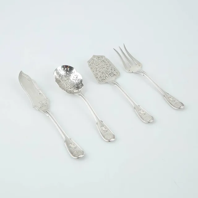 SERVERINGSSET FÖR FÖRRÄTTER, 950 silver, Lapparra & Gabriel, Paris 1902-1923.