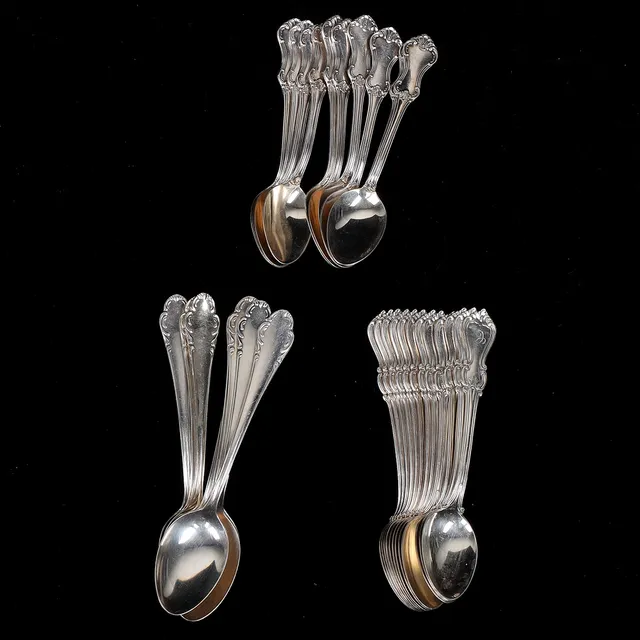 KAFFESKEDAR, 18 st, silver, Haga, Patricia, totalvikt 381 gram.