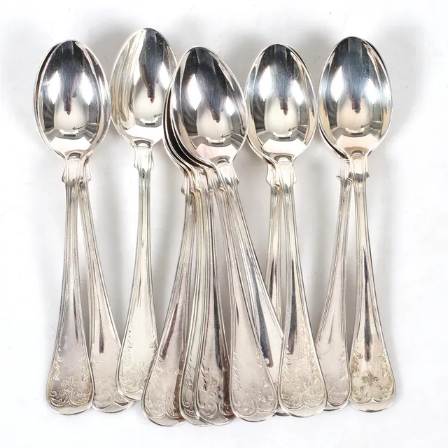 KAFFESKEDAR, 12 st, silver, MEMA, 1960-tal, 204 gram.