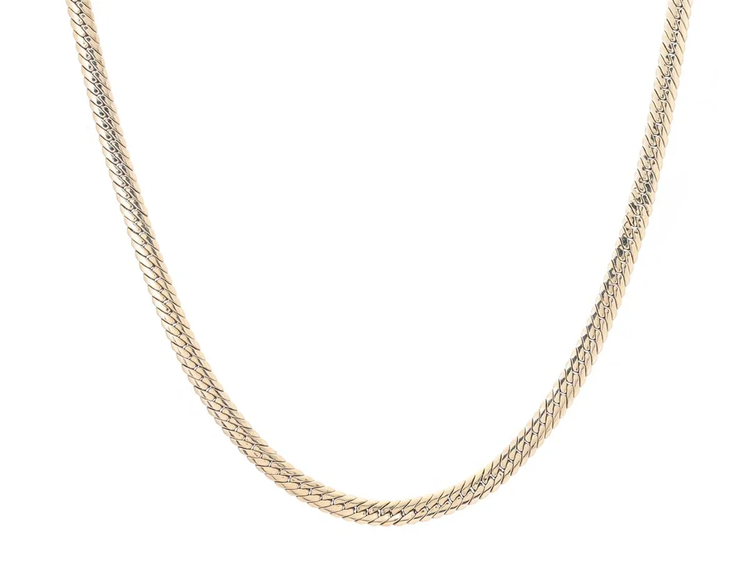 COLLIER, 18K guld, fantasilänk, ihålig, längd 41,5 cm, mindre bucklor, vikt 15,7 g. — Smycken/Collier — Kaplans