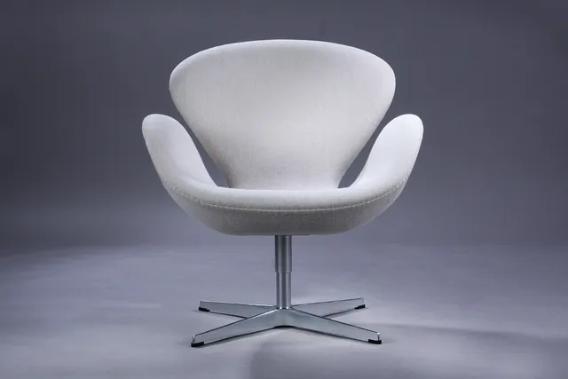 Arne Jacobsen. 'The Swan', lounge chair, Model 3320, 'Brown Label', 2015, light Hallingdal wool, return mechanism