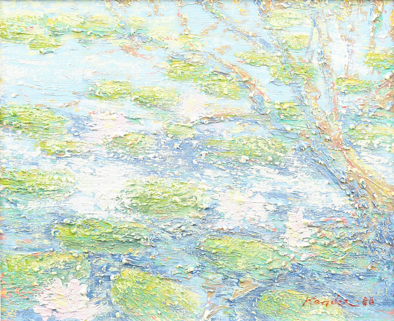 LEIF KANDER. Näckrosor, olja på duk, signerad och daterad -88. — Paintings — Garpenhus Auktioner