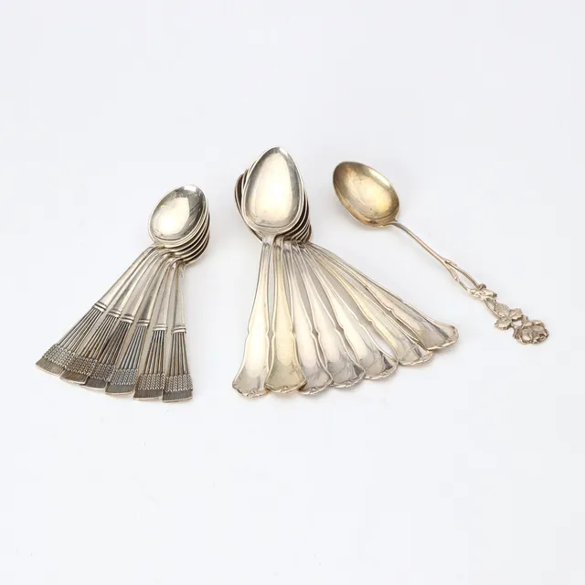 PARTI SILVER, 14 DELAR. Vikt ca 160 gram. 1900-tal.