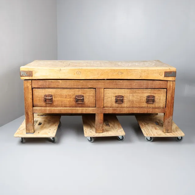 SUBSTANTIAL BEECH AND PINE BUTCHERS BLOCK.