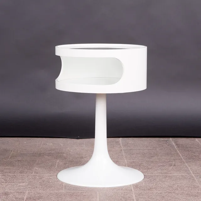 Opal Möbel, Tisch / Beistelltisch, Kunststoff, Holz, Glas, 1960er Jahre, Deutschland.