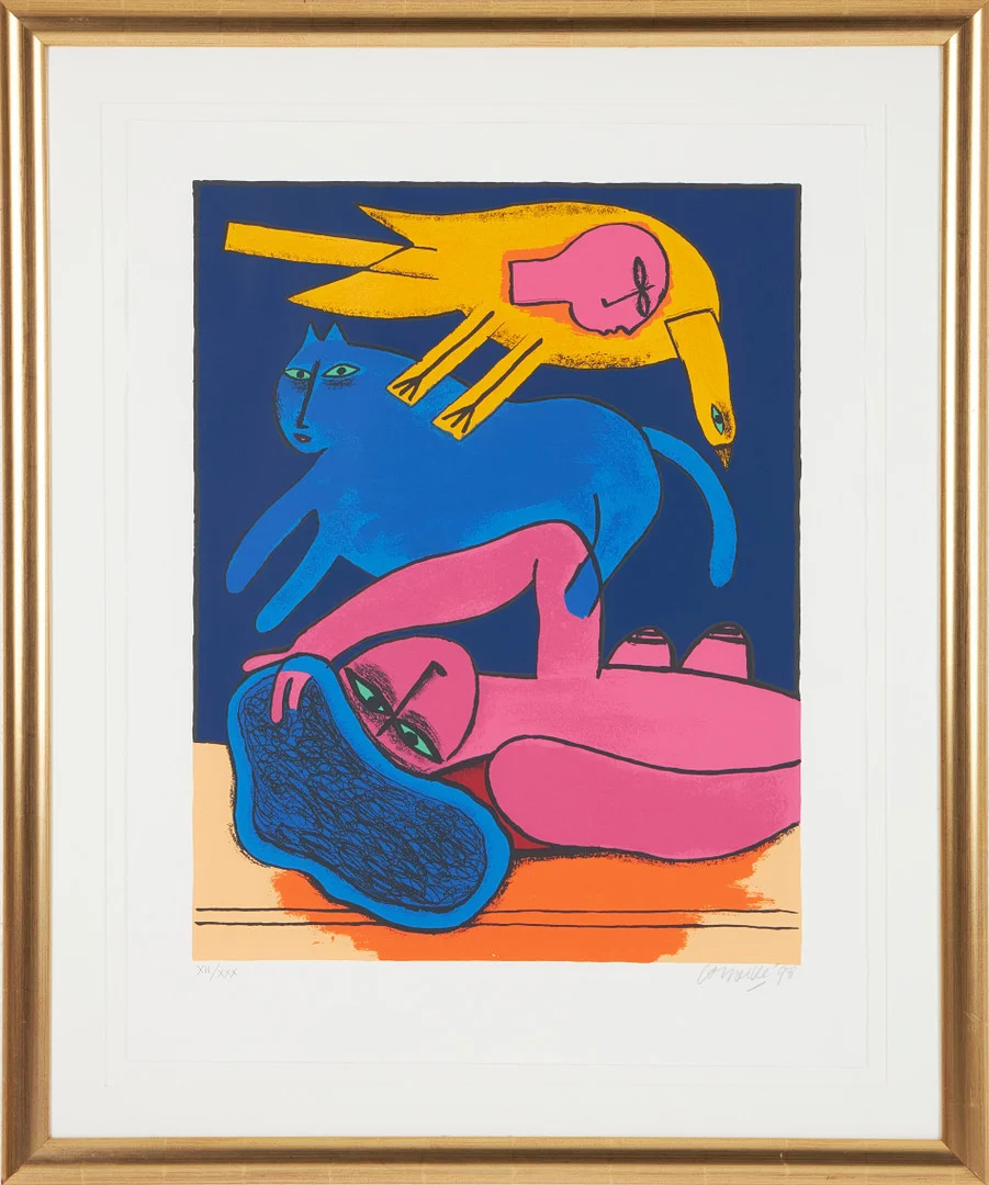 BEVERLOO CORNEILLE. färglitografi, numrerad 12/30, signerad Corneille, daterad -98. — Engravings & Prints — Stockholms Auktionsverk Magasin 5