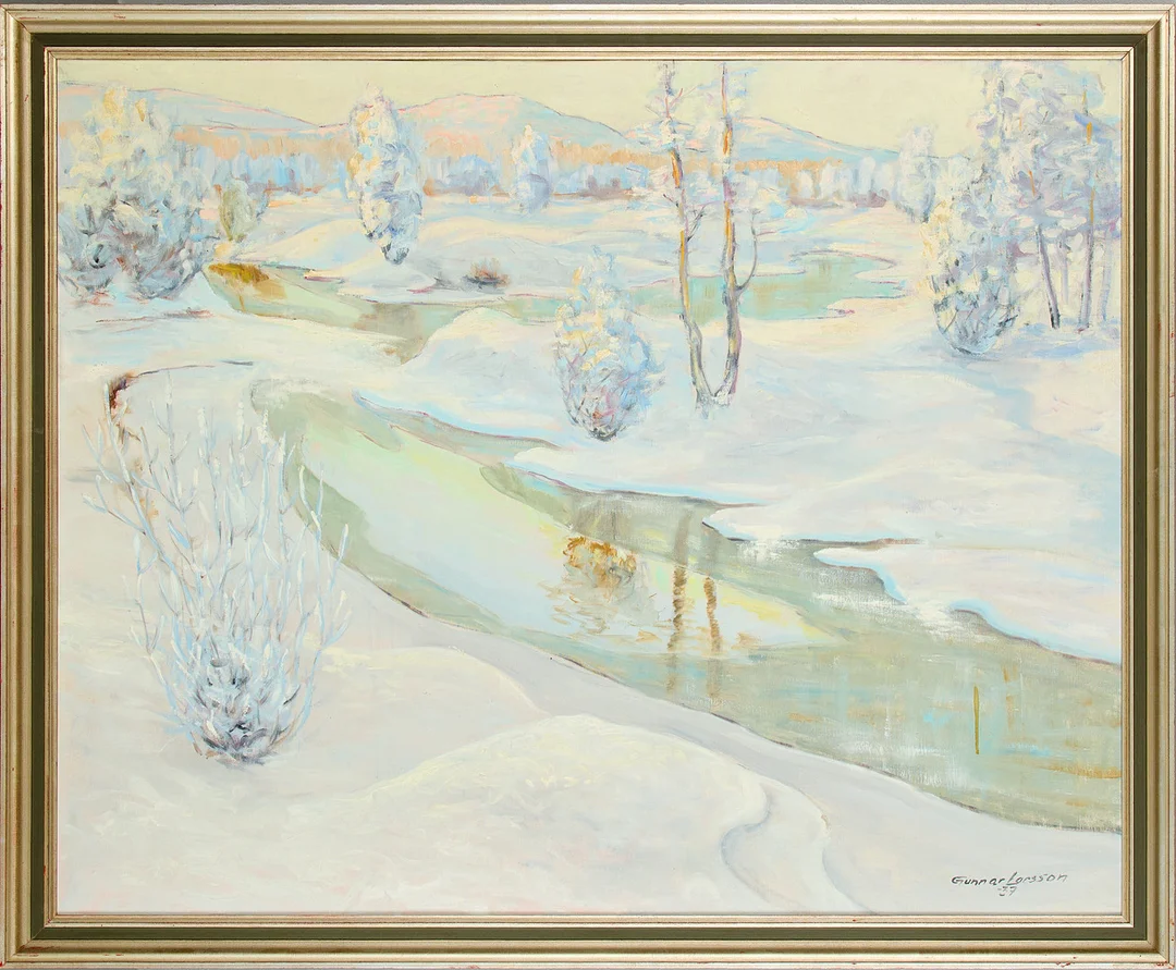 GUNNAR LARSSON. Vinterlandskap. — Paintings — Uppsala Auktionskammare