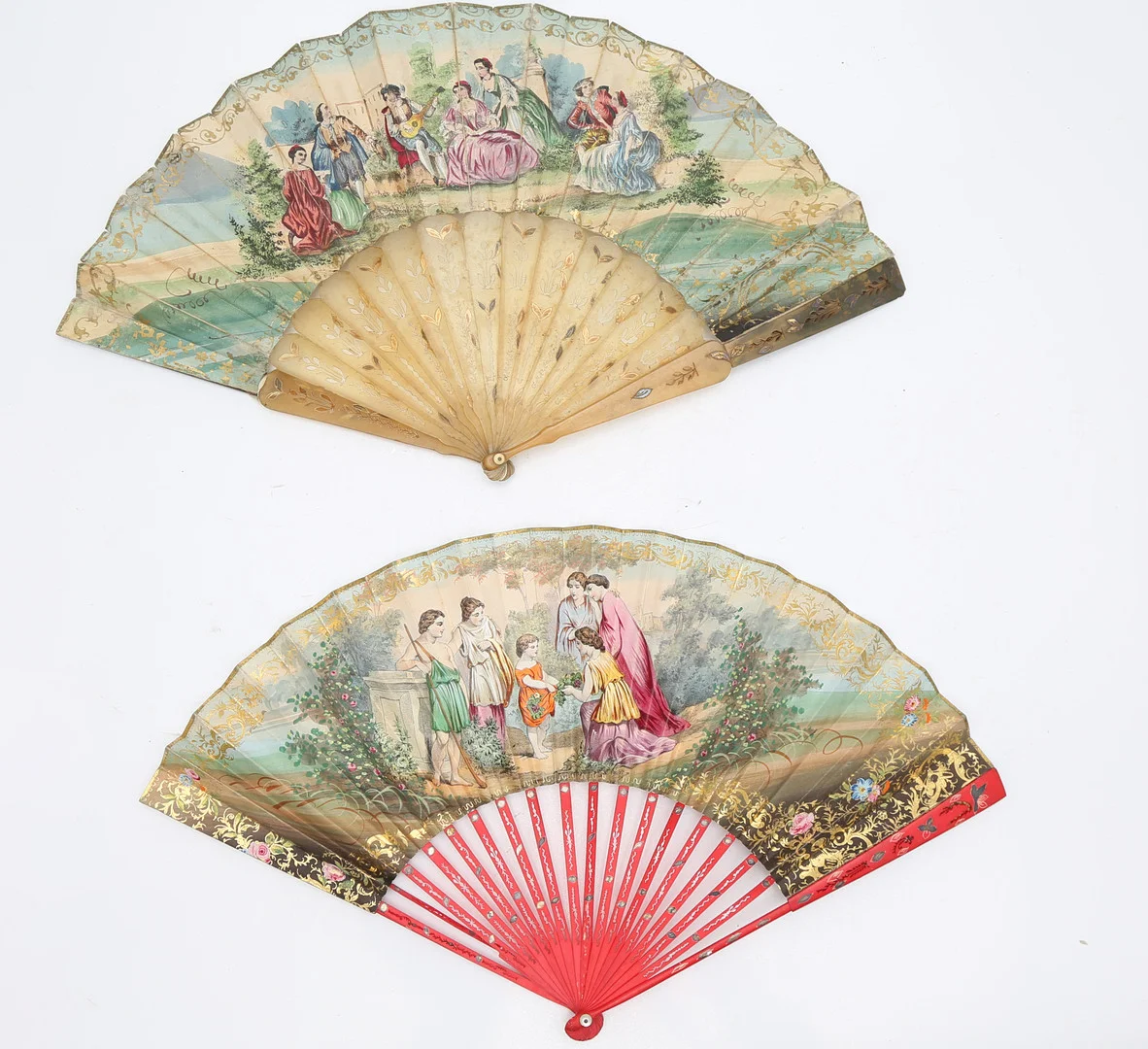 Elizabethan fan with horn sticks and Napoleon III fan with stained bone sticks, second half of the 19th Century. — Miscellaneous — Balclis