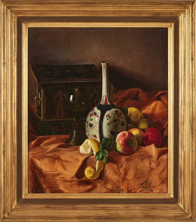 NILS KREUGER. Stilleben, olja på duk, signerad och daterad 1879.