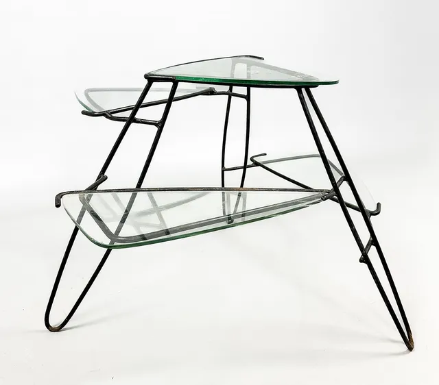 MATHIEU MATÉGOT. BLOMBORD, Smide och glas, Frankrike,1950-tal.