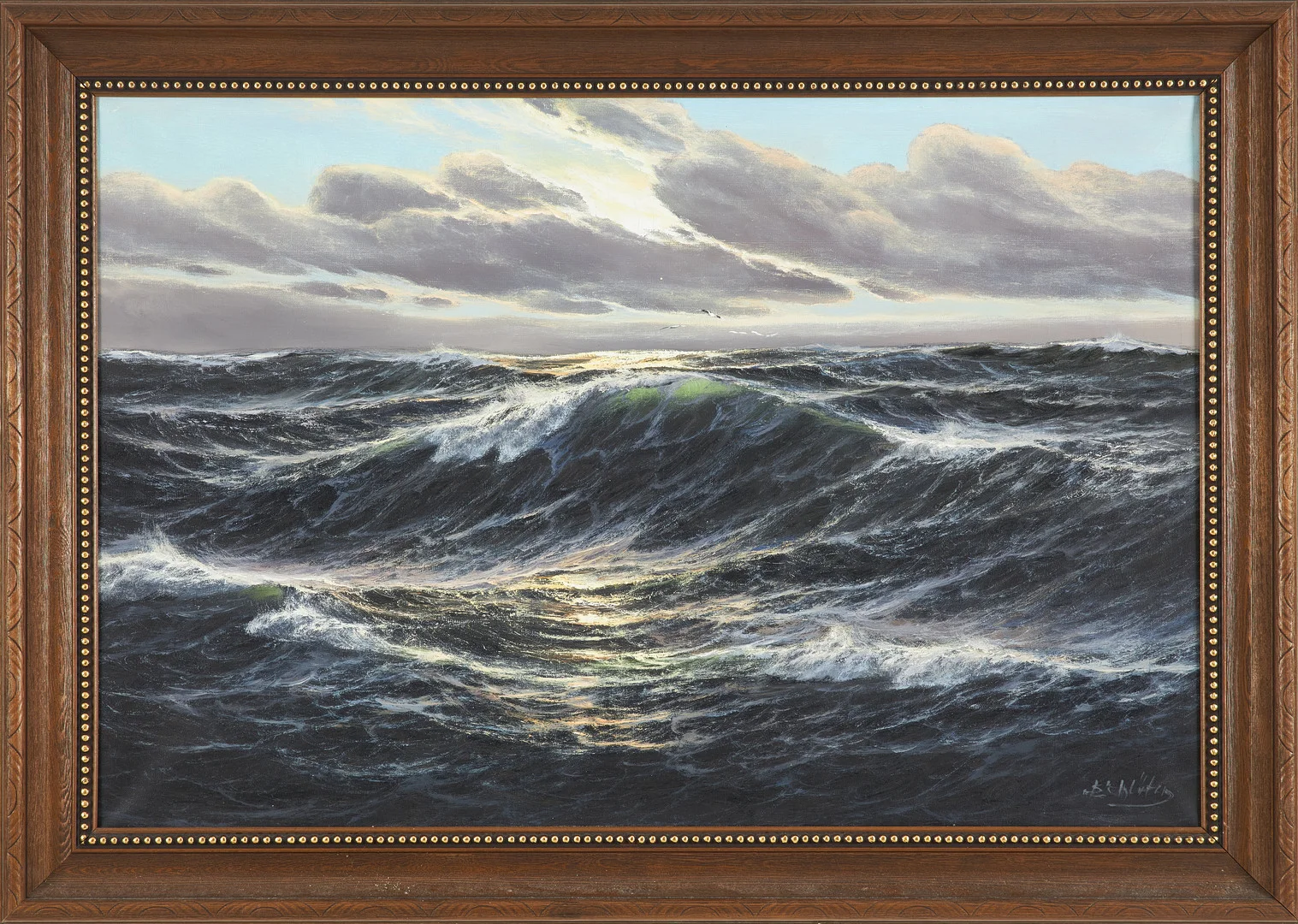 LOTHAR SCHLÜTER (1928-2017). Havsmotiv med vågor, olja på duk, signerad. — Paintings — Stockholms Auktionsverk Sickla