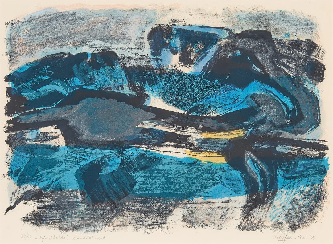 Nesjar, Carl — "Fjordbilde" 1986 — Kunst/Grafikk — Blomqvist