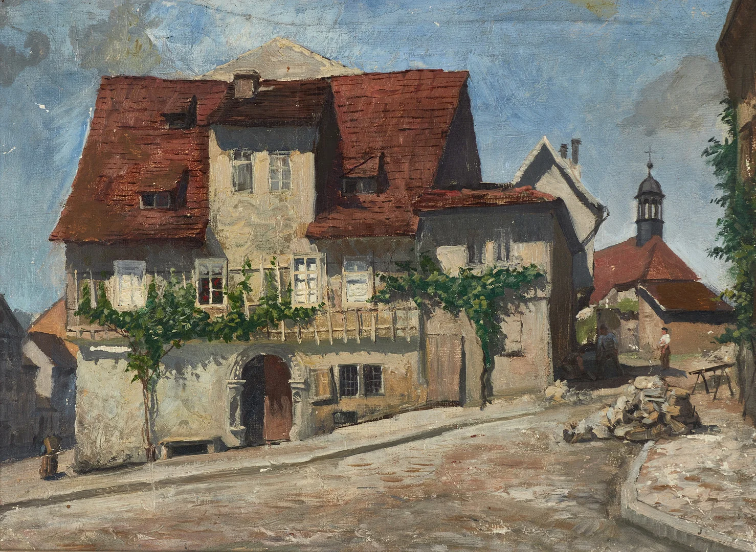 FANNY BRATE (1864–1939), Motiv från Jena (Tyskland), otydligt signerad och daterad 1896, olja på duk. — Paintings — Crafoord Auktioner Stockholm