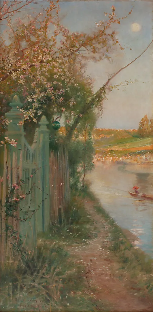 ANSHELM SCHULTZBERG (1862-1945). Motiv från Nogent-sur-Marne. Olja på duk.