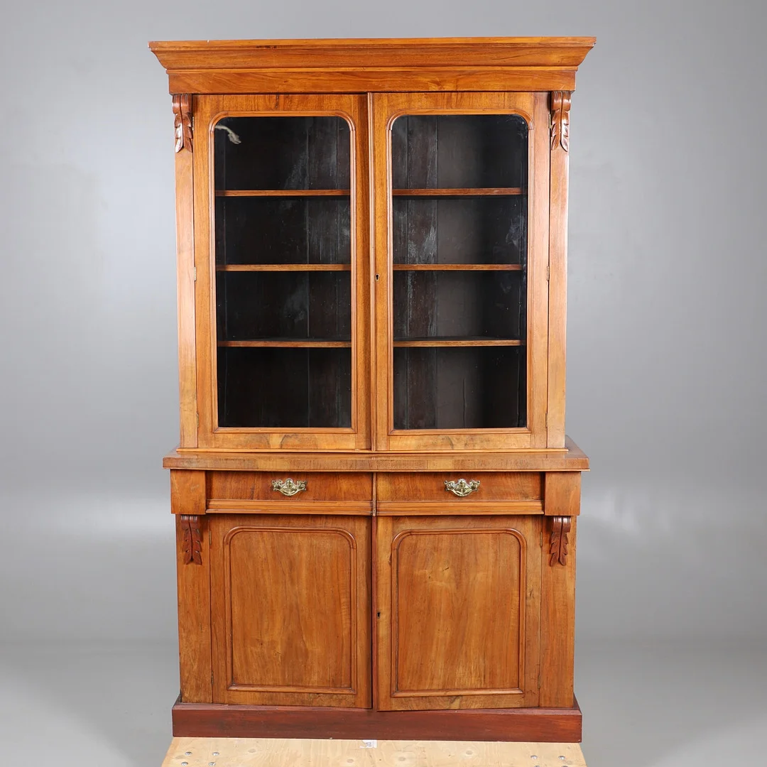A VICTORIAN WALNUT CUPBOARD BOOKCASE. — Cupboards, Cabinets & Shelves — Lawrences Auctioneers