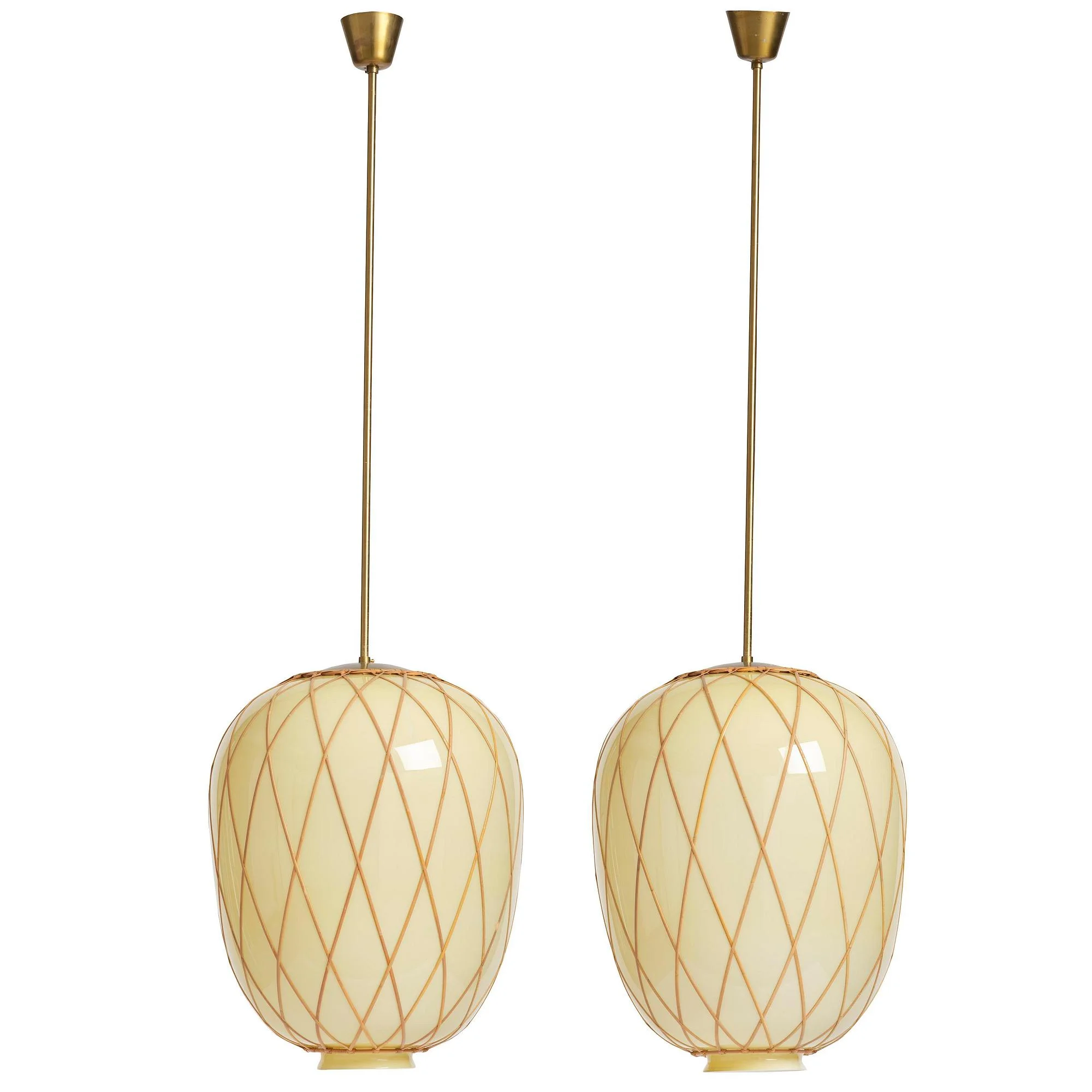 Harald Notini, taklampor, ett par, modell 11555, Arvid Böhlmarks Lampfabrik, Stockholm, 1940-tal. — Bukowskis