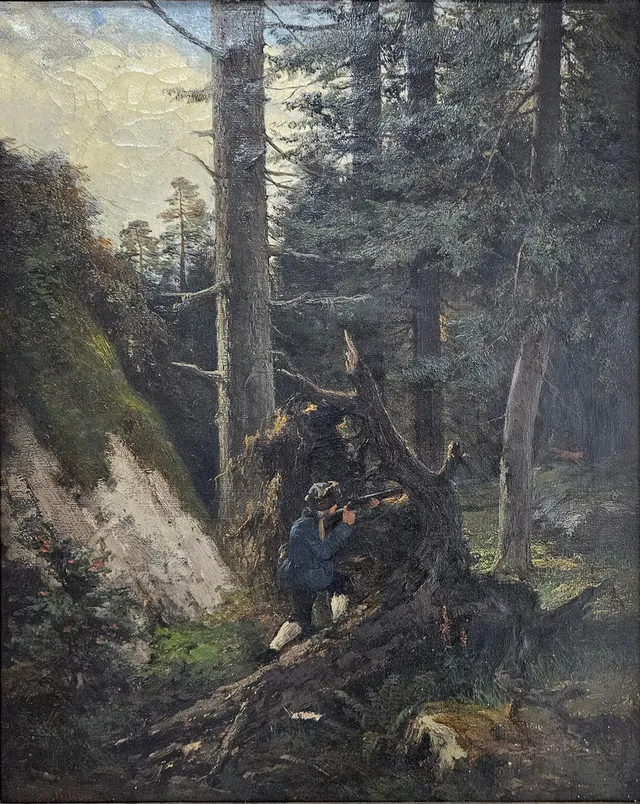 SEVERIN NILSON. Jägaren. Olja på duk, signerad Severin Nilson.