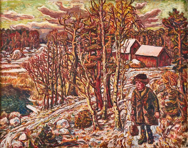OLLE NORDBERG (1905-1986). Vårvinter, olja på duk.