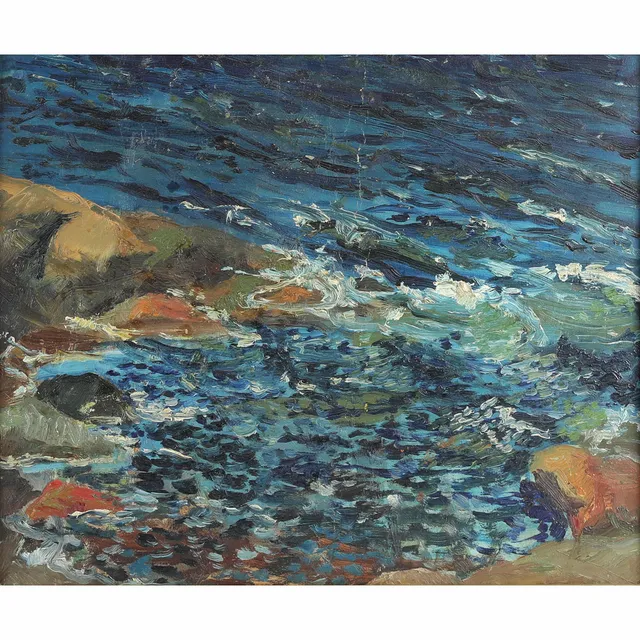 ODD INGE NÆSHEIM (1924–1991). Studie af vand, olie på masonit.