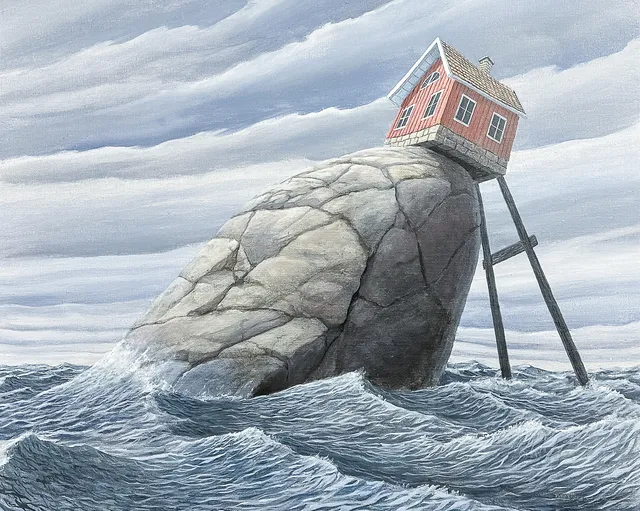 PETER ENGBERG. AKRYL PÅ DUK, "Bostadsstöd", signerad.