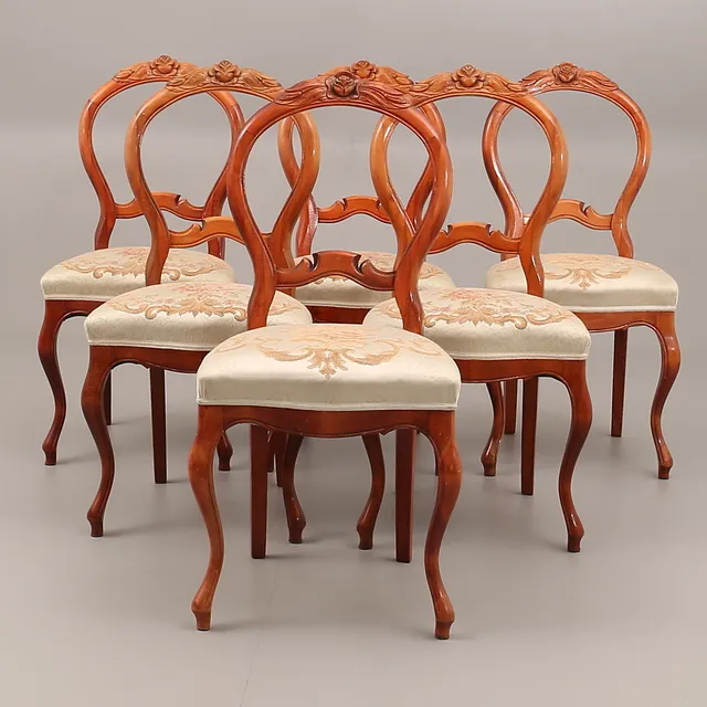 STOLAR, 6 stycken, rokokostil, 1900-tal.