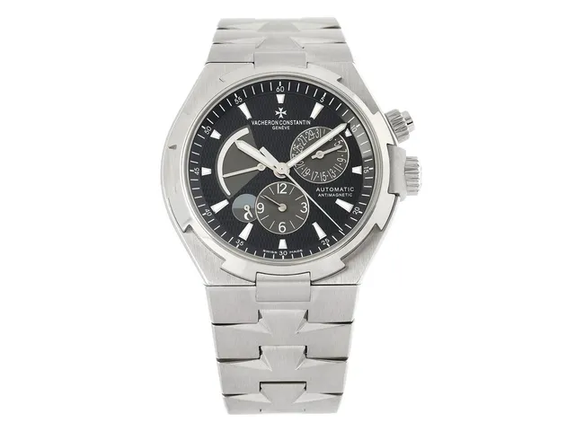 VACHERON CONSTANTIN, Genève, Overseas Dual Time "Antimagnetic", Cal 1222, Verk nr. 5156020, Ref nr. 47450/B01A-9227, Boett nr. 1157798, herrur, 42 mm, stål, automatisk, safirglas, datum, två tidszoner (GMT), gångreservsindikator, dag/natt indikator, integrerad originallänk, viklås, Ref nr. 3004/PBNE, längd 185 mm, servad juli 2021, cert, november 2009, box.