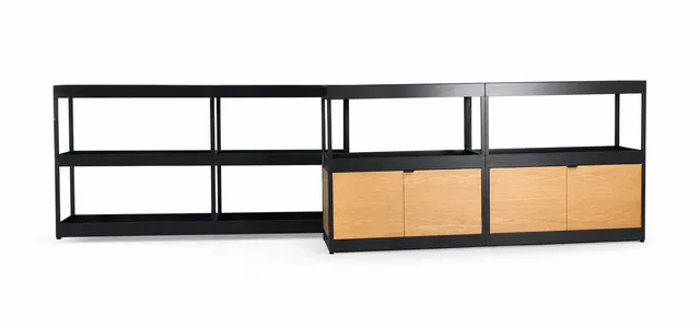 Stefan Diez for HAY. 2 freestanding shelves, New Order, color charcoal.