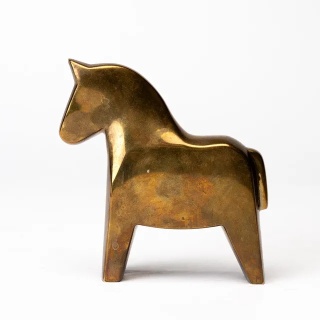 LOTTA HORN (1949-). Skulptur, mässing, Dalahäst, signerad, Reijmyre Mässingsbruk.
