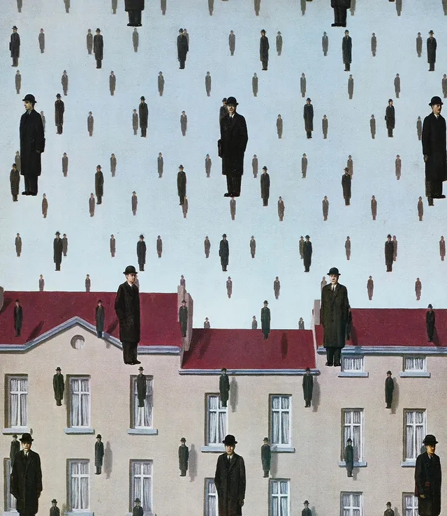 RENÉ MAGRITTE. Affischer, 2 st, "Golconda", Écrits complets (Kompletta skrifter), Flammarion, Bussiėre A.G. France.