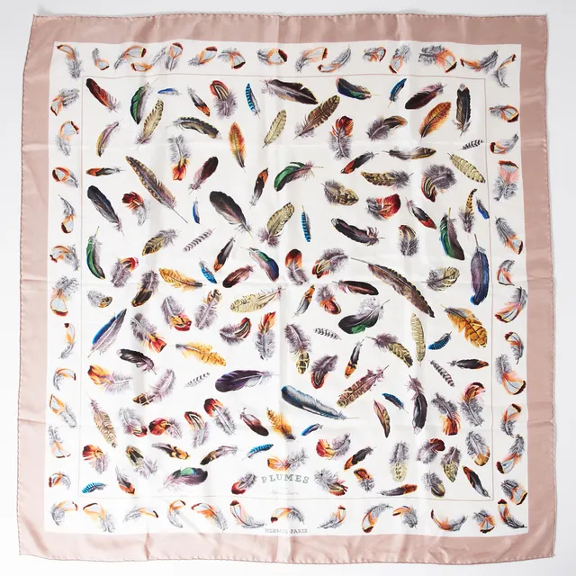 HERMÈS, scarf, siden, "Plumes", Henri Linarès.