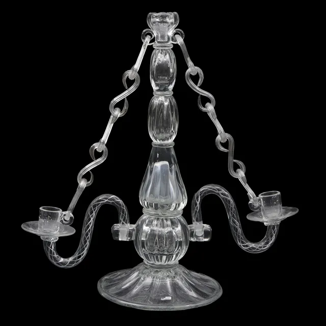 GERDA  STRÖMBERG. och KNUT BERGQVIST, LJUSSTAKE, glas, Strömbergshyttan, 1900-tal.