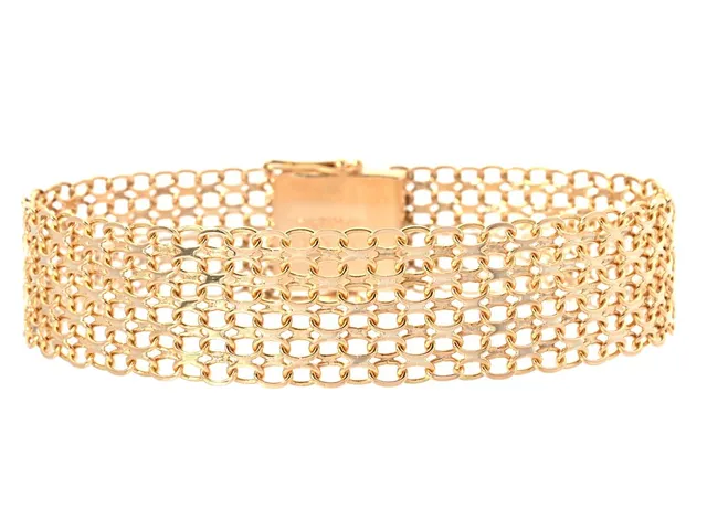 ARMBAND, 18K guld, x-länk, längd ca 19 cm, bredd 1,7 cm, kistlås, säkerhetsåttor, vikt ca 22,7 g.