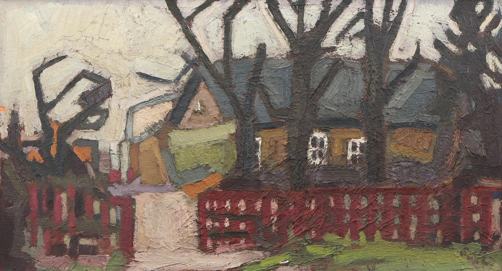 OIDENTIFIERAD KONSTNÄR. Oljemålning på duk, gatumotiv, otydligt signerad. — Paintings — Skånes Auktionsverk