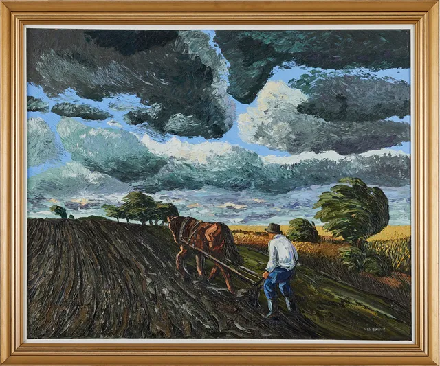 BORIS NINEMAE (1925-1991, EST/SVE ). "Blåsig höstdag", olja på duk, signerad Ninemae.