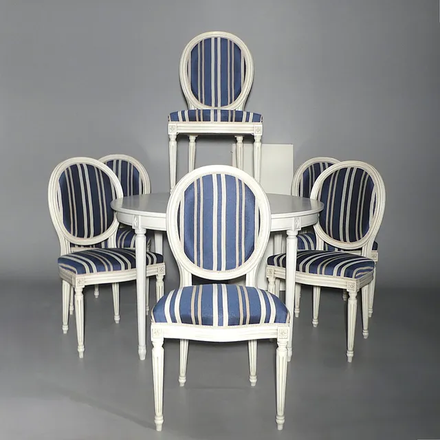 MATSALSMÖBEL, gustaviansk stil, 9 delar.