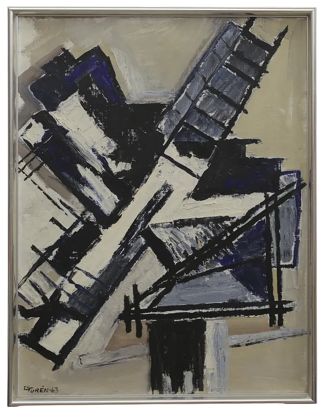 GRETA TURÉN (1901-1979). olja på duk, abstrakt komposition, , signerad och daterad -63.