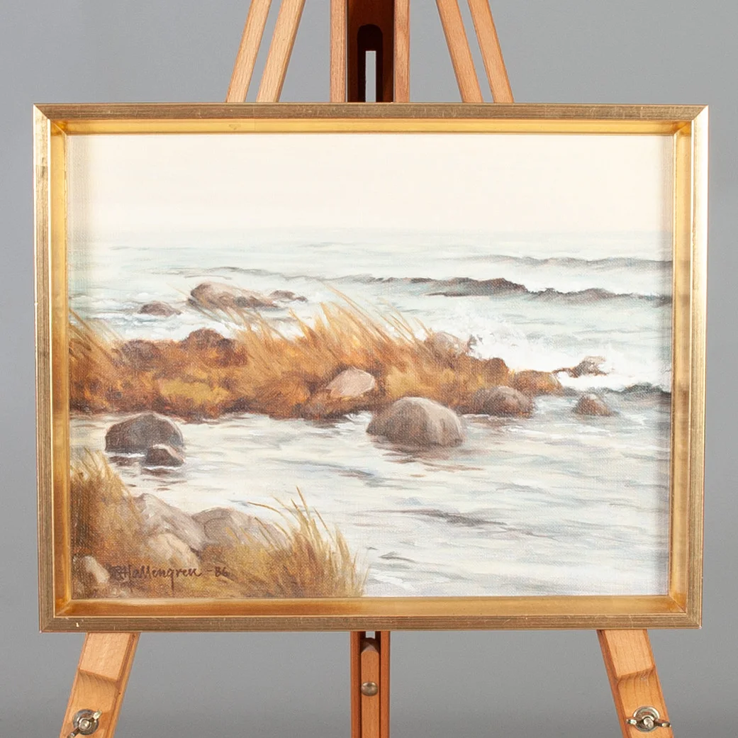 ROLF HALLENGREN. Olja på duk, kustmotiv, signerad och daterad -86. — Paintings — Laholms Auktionskammare