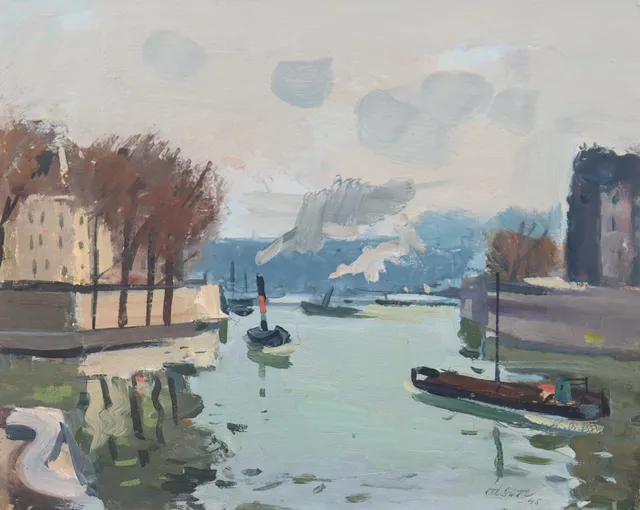 OVE OLSON. olja på pannå, motiv fån Paris.