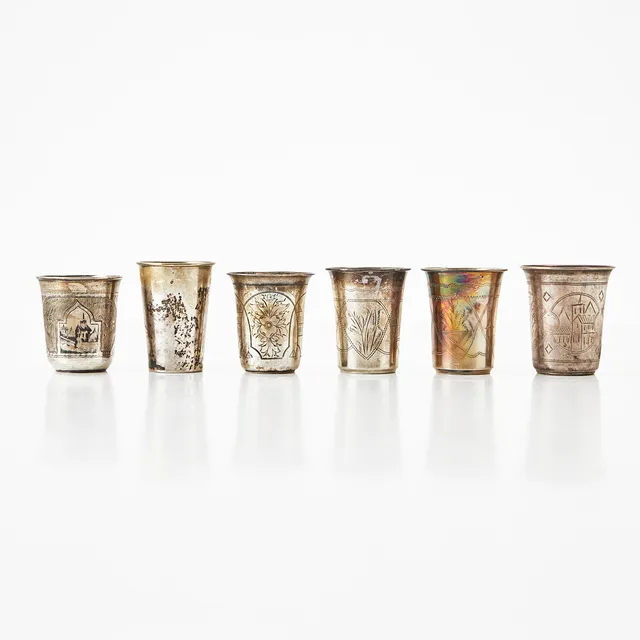 BÄGARE, 6 st., silver, Ryssland, 18/1900-tal.
